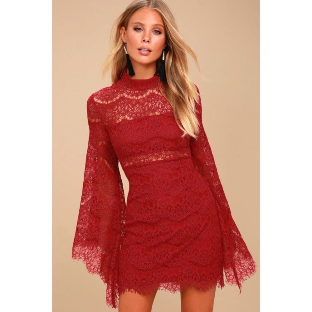 Lulus Bewitching Babe Red Dress (Medium)